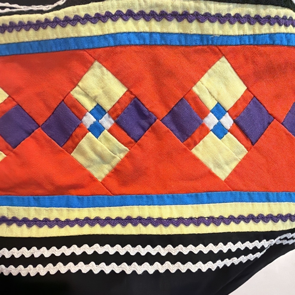 Vintage Seminole Miccosukee Patchwork Native Skirt Sz Med Estimated 1950s - Picture 3 of 9